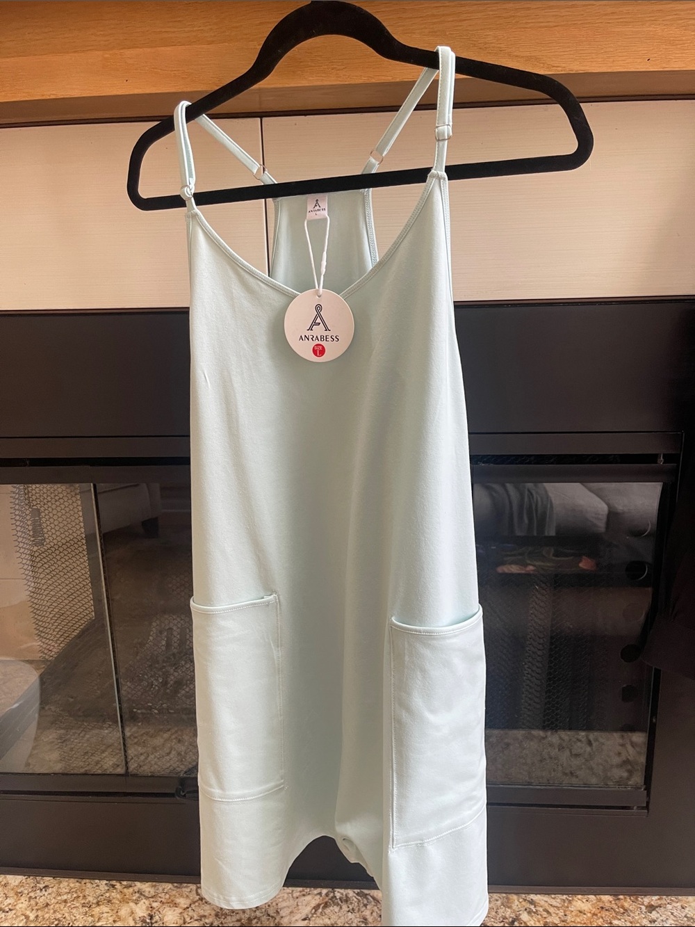 C&C California Light Mint Slip Romper with Front Pockets